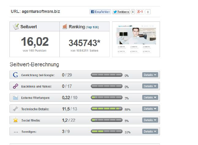  Seitwert von agentursoftware.biz