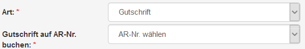 Gutschrift Auswahl